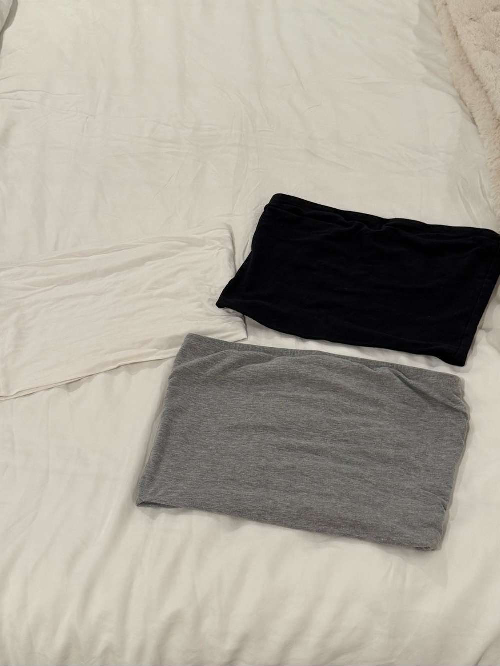 Amazon Three-Pack Tube Crop Tops - Black, Gray, White
